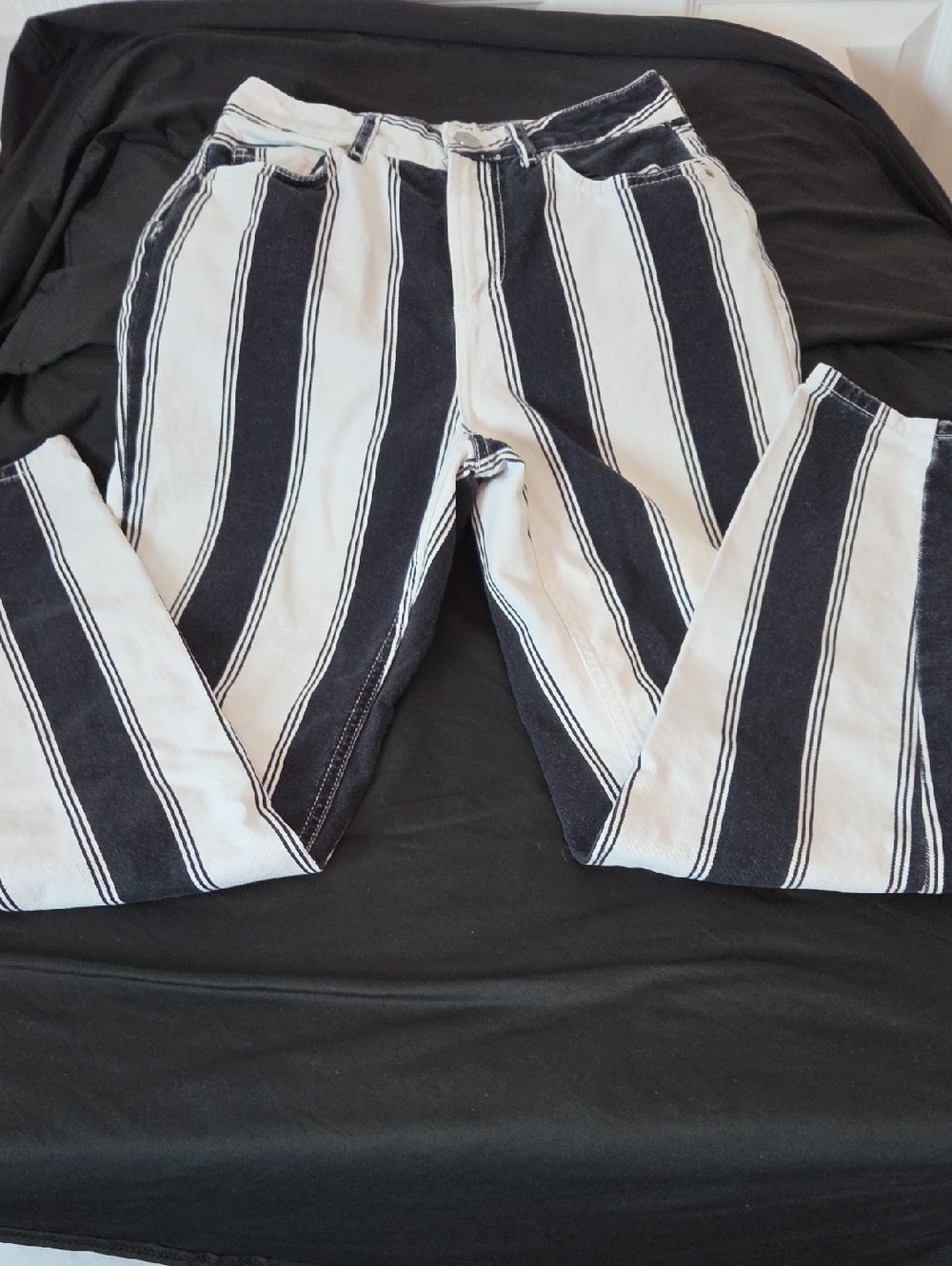 BDG Black and White Striped Mom Jeans